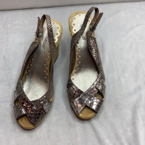 Seychelles Metallic Snake Skin Espadrille Wedges size 10 - Picture 2 of 10